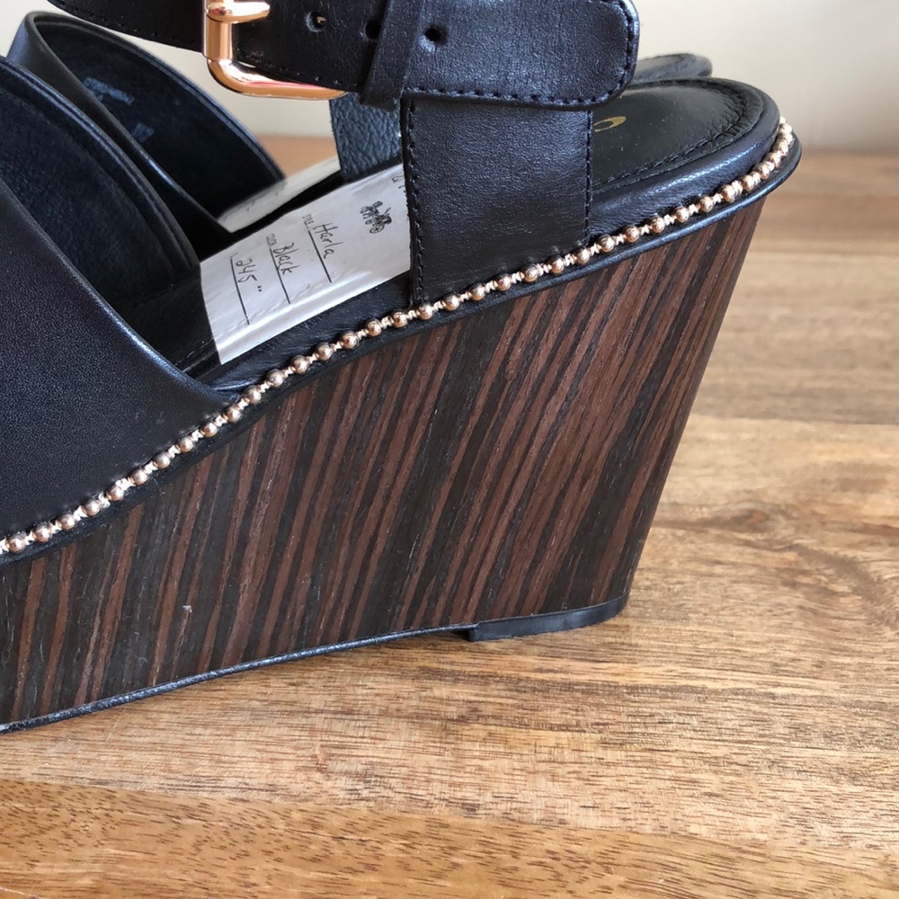 Coach Black Wedge Sandals with Adjustable Straps - Picture 5 of 8